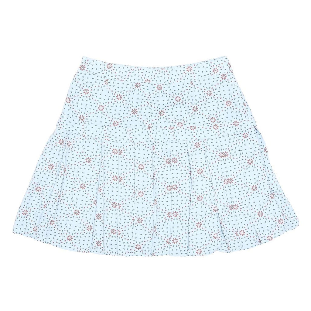 KENZO Womens Blue Floral Pleated Mini Skirt Polyester Blend M Designer