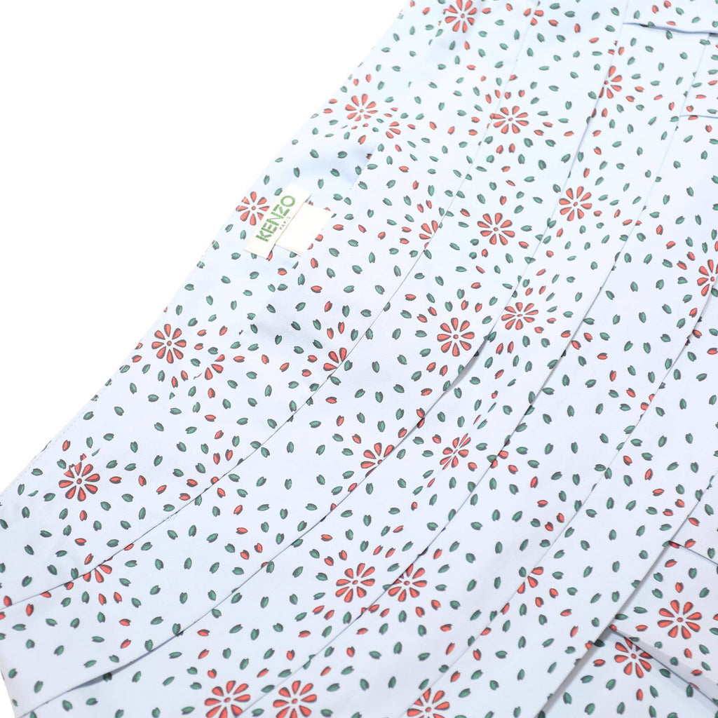 KENZO Womens Blue Floral Pleated Mini Skirt Polyester Blend M Designer