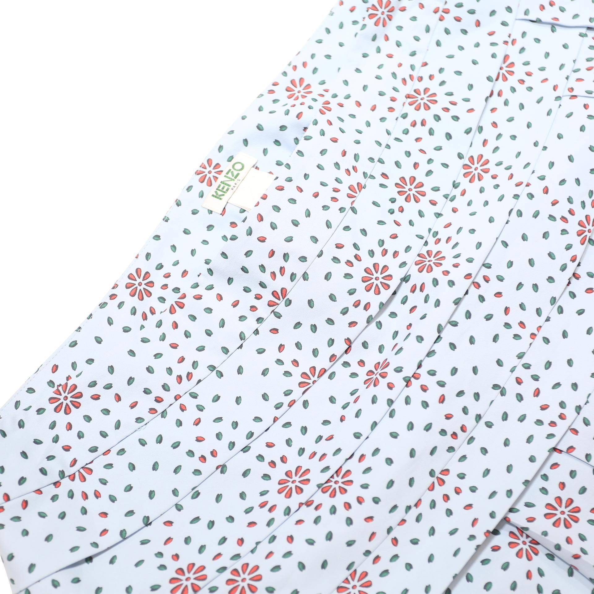 KENZO Womens Blue Floral Pleated Mini Skirt Polyester Blend M Designer