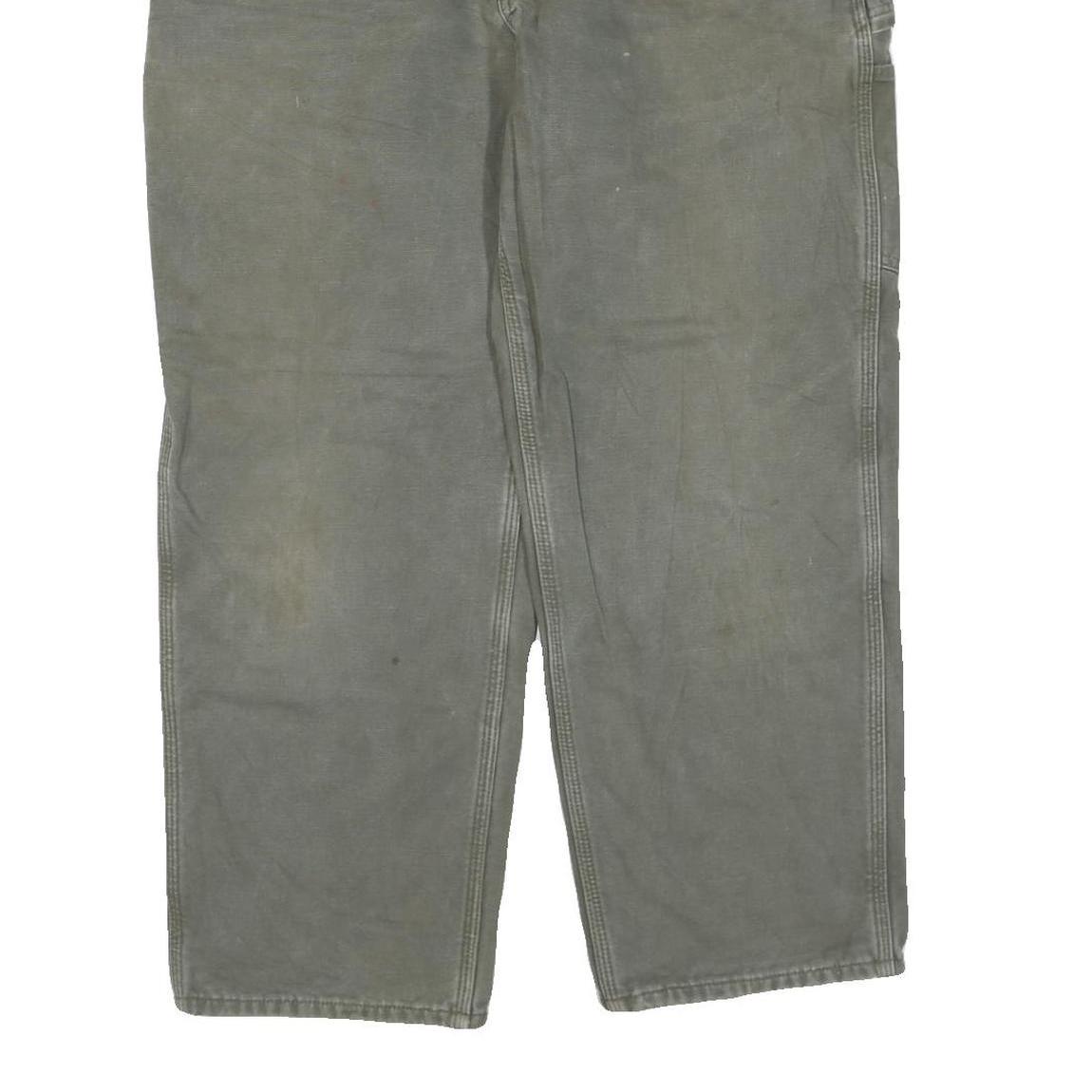 CARHARTT Mens Cotton Blend Regular Green Workwear Trousers W40 L30 Durable Zip