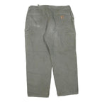 CARHARTT Mens Cotton Blend Regular Green Workwear Trousers W40 L30 Durable Zip