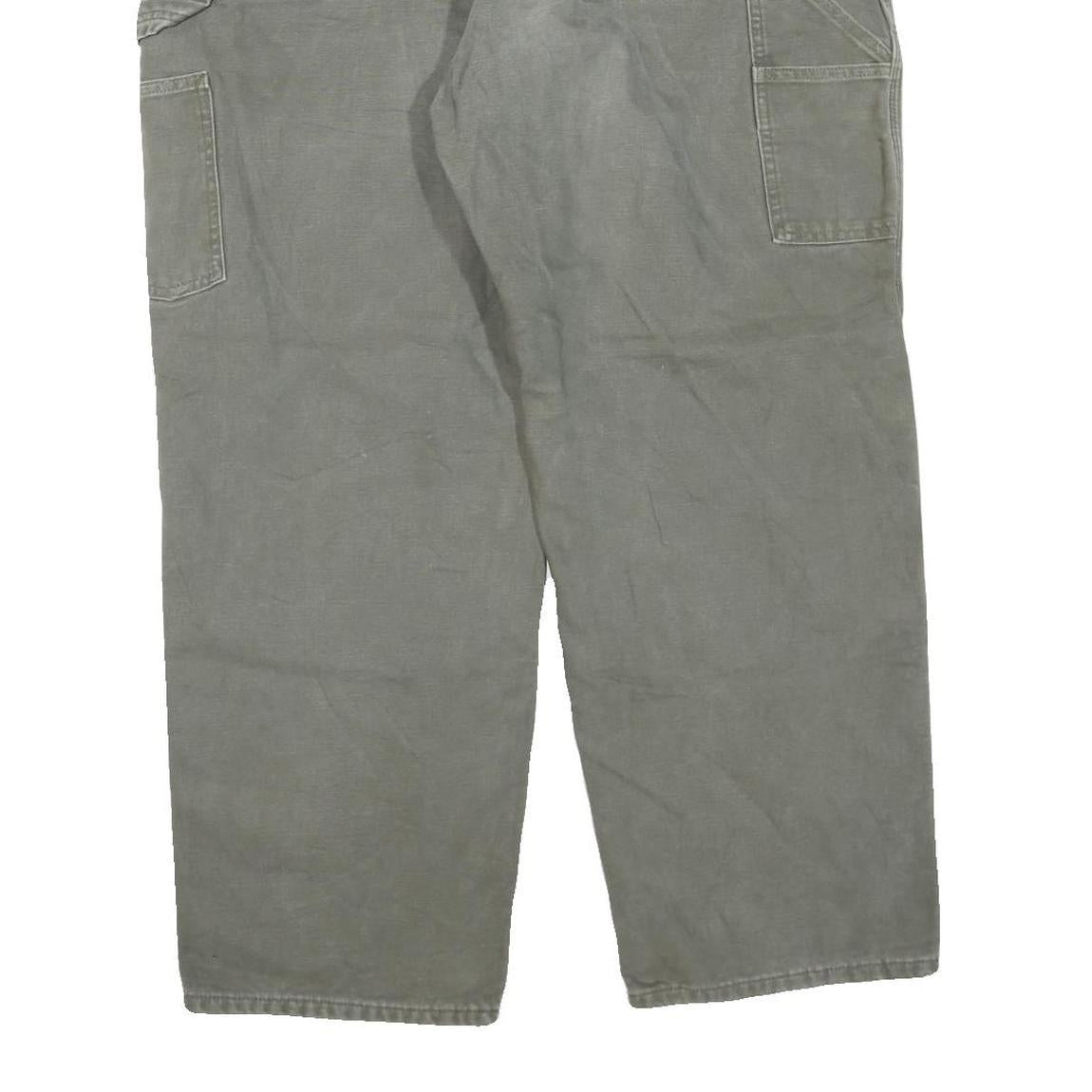 CARHARTT Mens Cotton Blend Regular Green Workwear Trousers W40 L30 Durable Zip