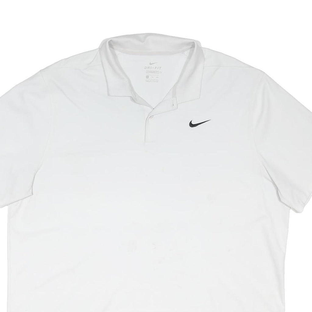 NIKE Mens White Polo Shirt 2XL Cotton Blend Short Sleeve Basic Sportswear