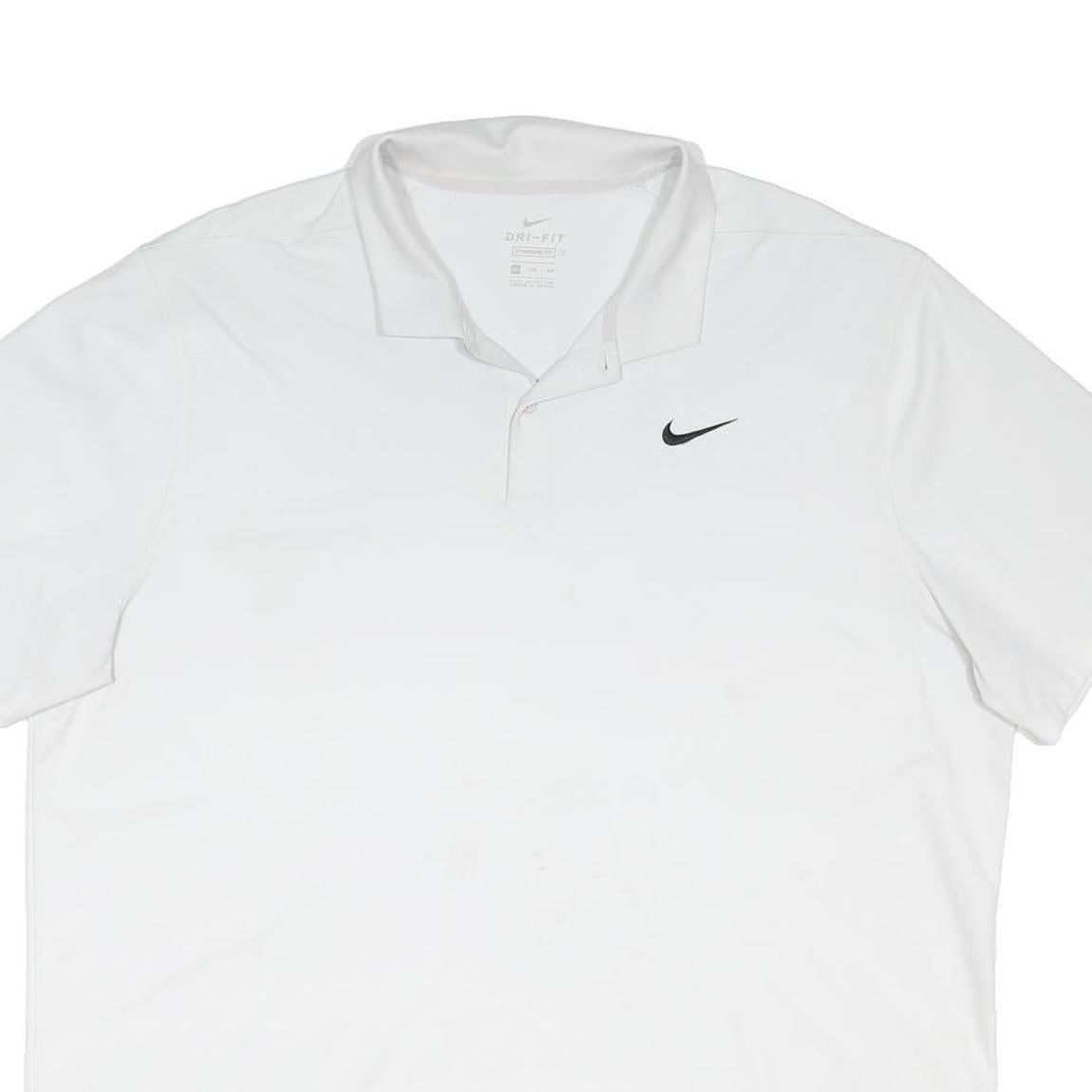 NIKE Mens White Polo Shirt 2XL Cotton Blend Short Sleeve Basic Sportswear