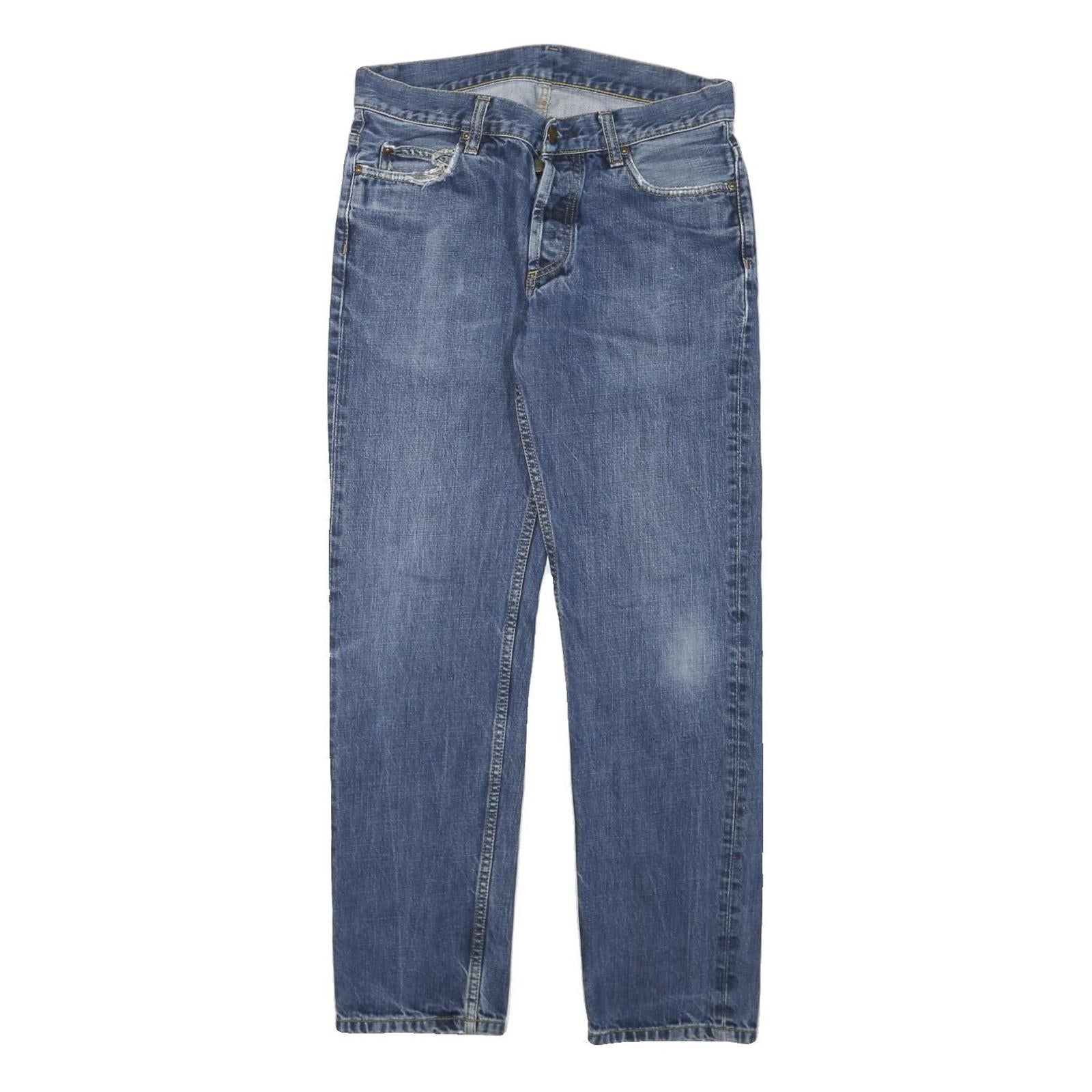CARHARTT Mens Regular Blue Denim Jeans W30 L29 Button Closure Classic Fit