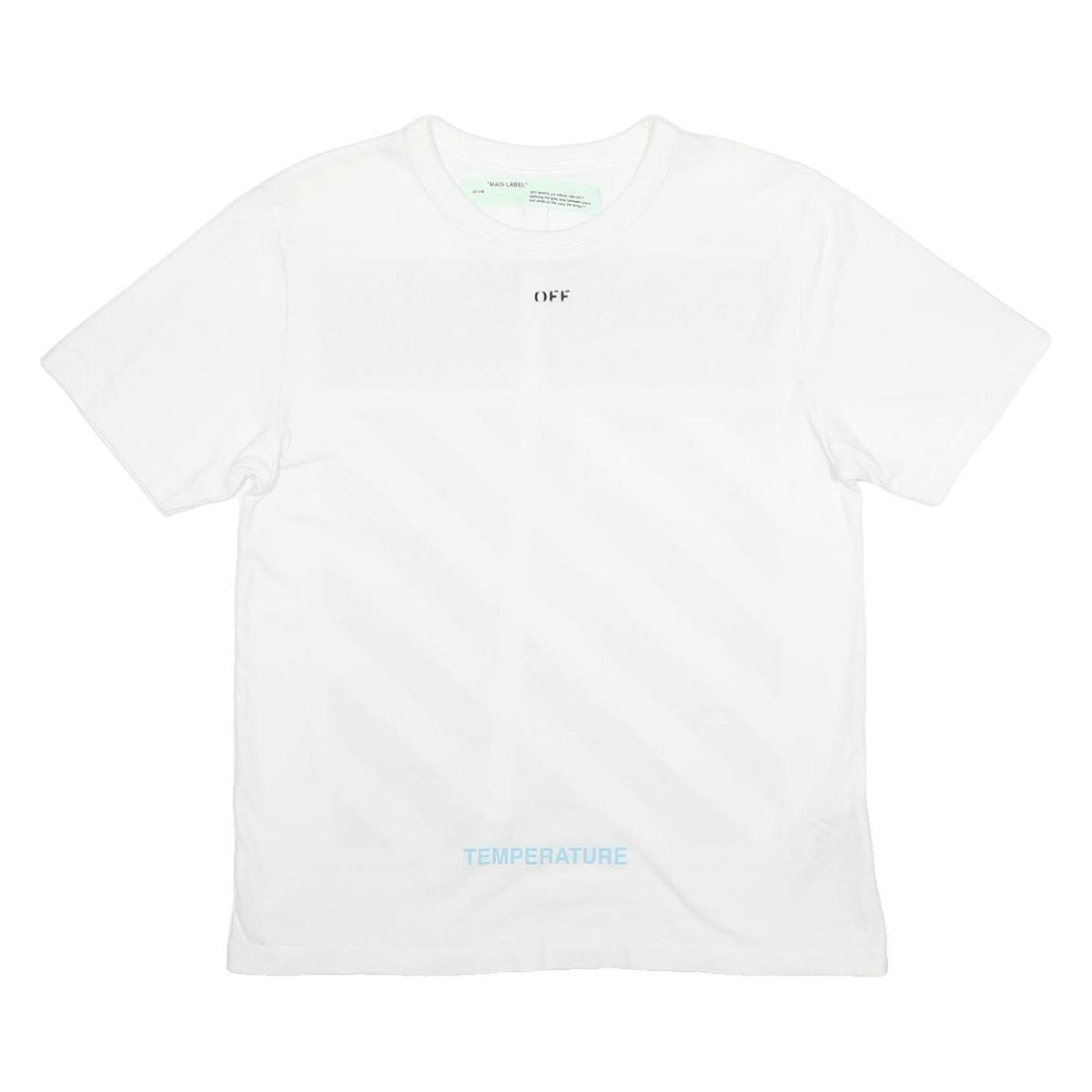 OFF-WHITE Mens White & Black Graphic T-Shirt S Short Sleeve Crew Neck Cotton