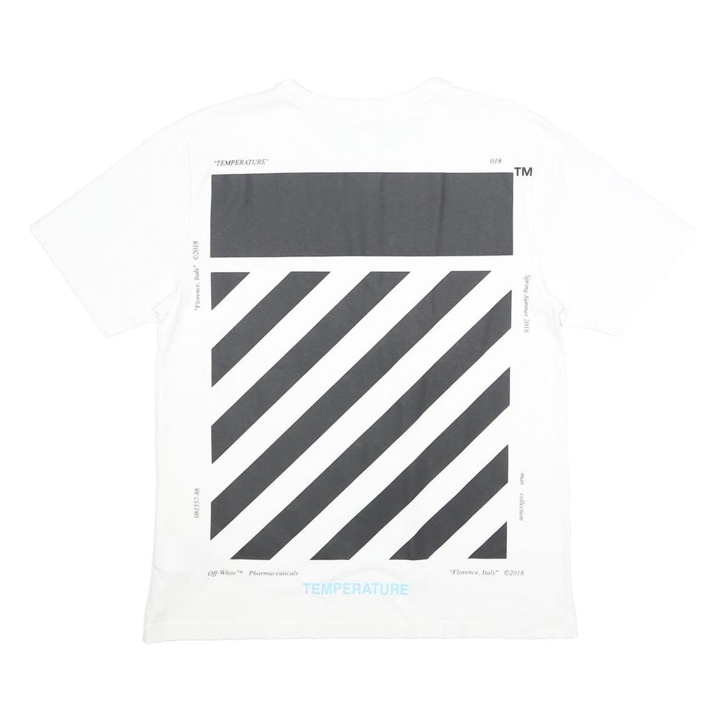 OFF-WHITE Mens White & Black Graphic T-Shirt S Short Sleeve Crew Neck Cotton