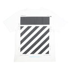OFF-WHITE Mens White & Black Graphic T-Shirt S Short Sleeve Crew Neck Cotton