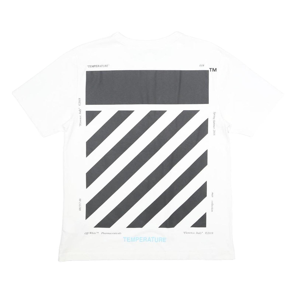 OFF-WHITE Mens White & Black Graphic T-Shirt S Short Sleeve Crew Neck Cotton