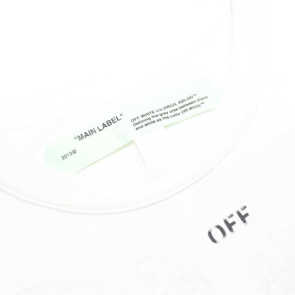 OFF-WHITE Mens White & Black Graphic T-Shirt S Short Sleeve Crew Neck Cotton