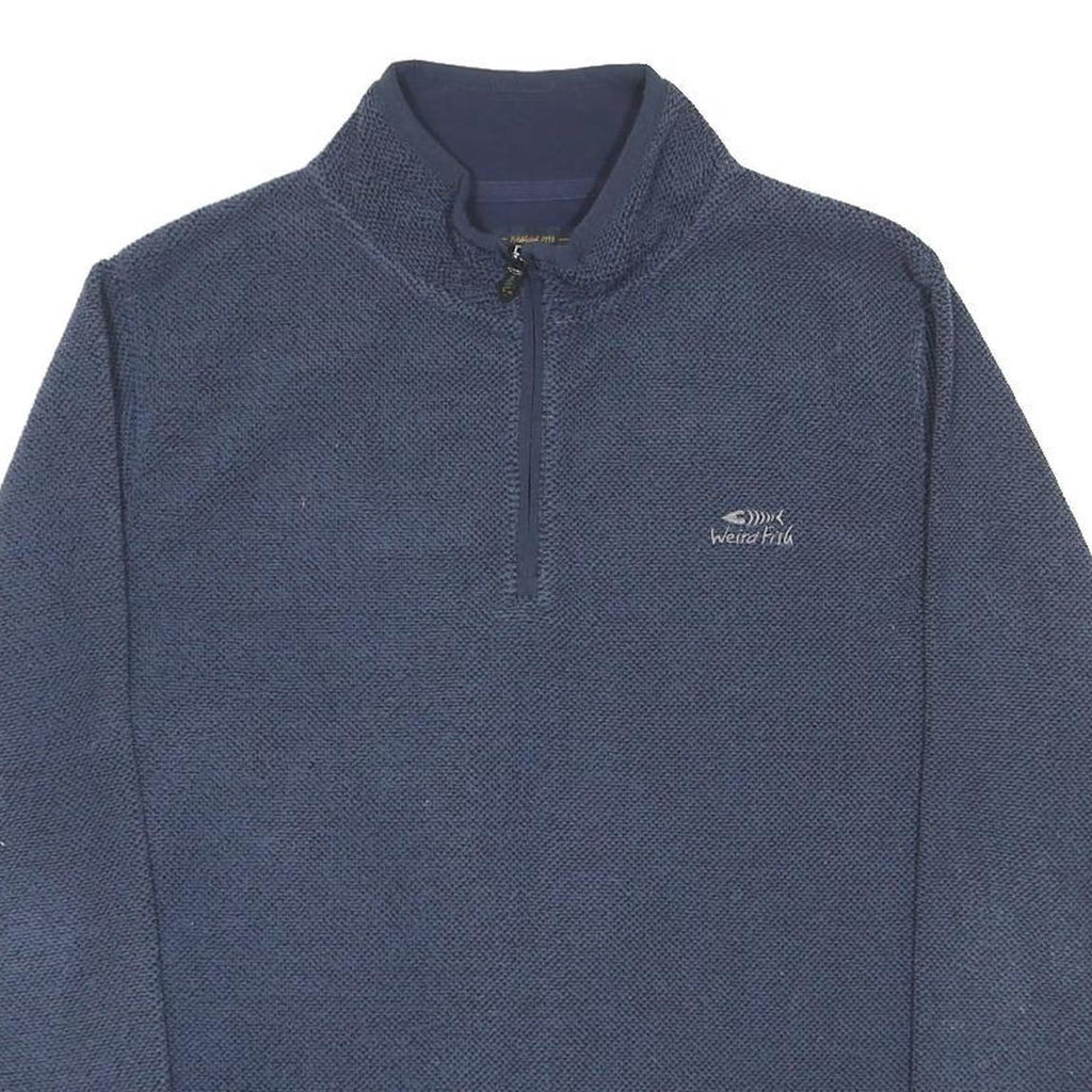 WEIRD FISH Mens Blue 1/4 Zip 2XL Sweatshirt Fleece Pullover Casual