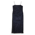 NEXT Womens Navy Blue Sequin Slip Dress Polyester Blend Midi UK 14 Evening