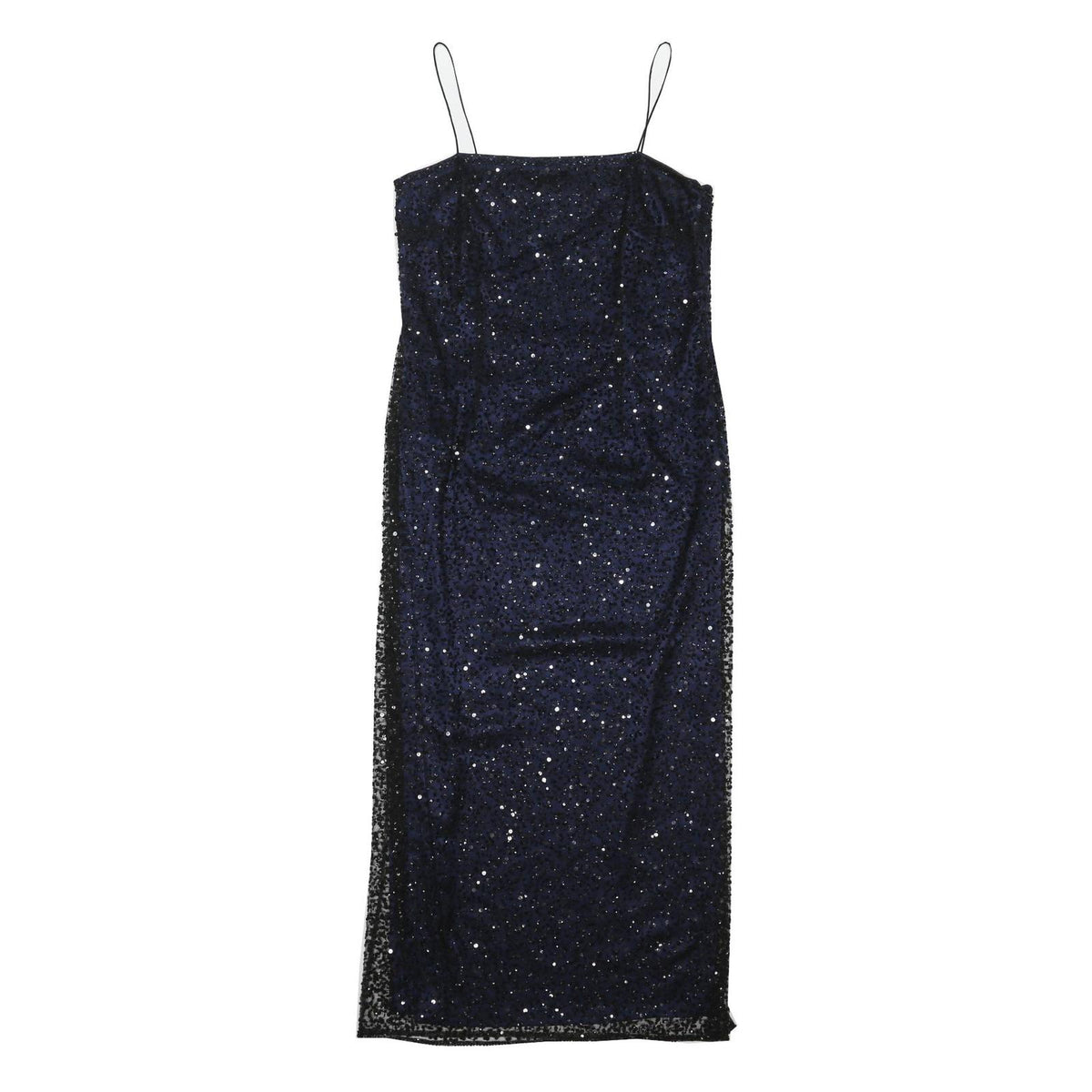 NEXT Womens Navy Blue Sequin Slip Dress Polyester Blend Midi UK 14 Evening