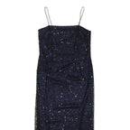 NEXT Womens Navy Blue Sequin Slip Dress Polyester Blend Midi UK 14 Evening