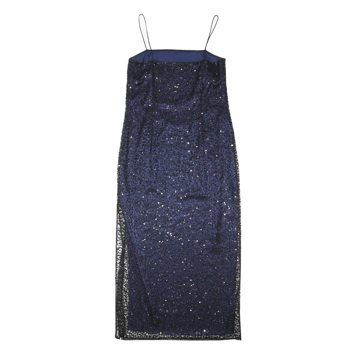 NEXT Womens Navy Blue Sequin Slip Dress Polyester Blend Midi UK 14 Evening