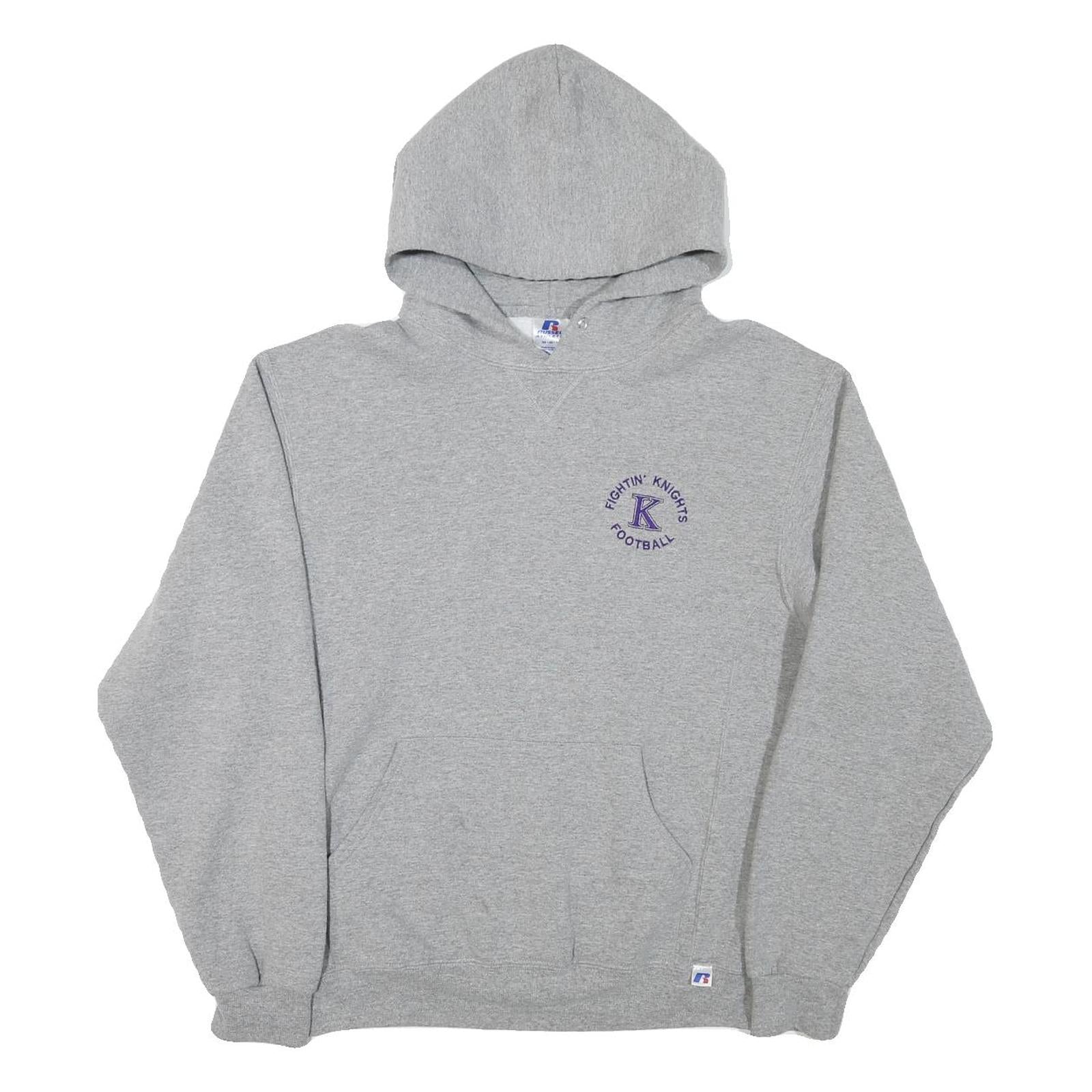 RUSSELL ATHLETIC Mens Grey Fightin Knights Football Pullover Hoodie M Cotton