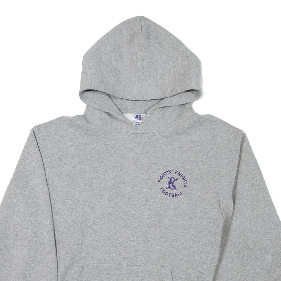 RUSSELL ATHLETIC Mens Grey Fightin Knights Football Pullover Hoodie M Cotton