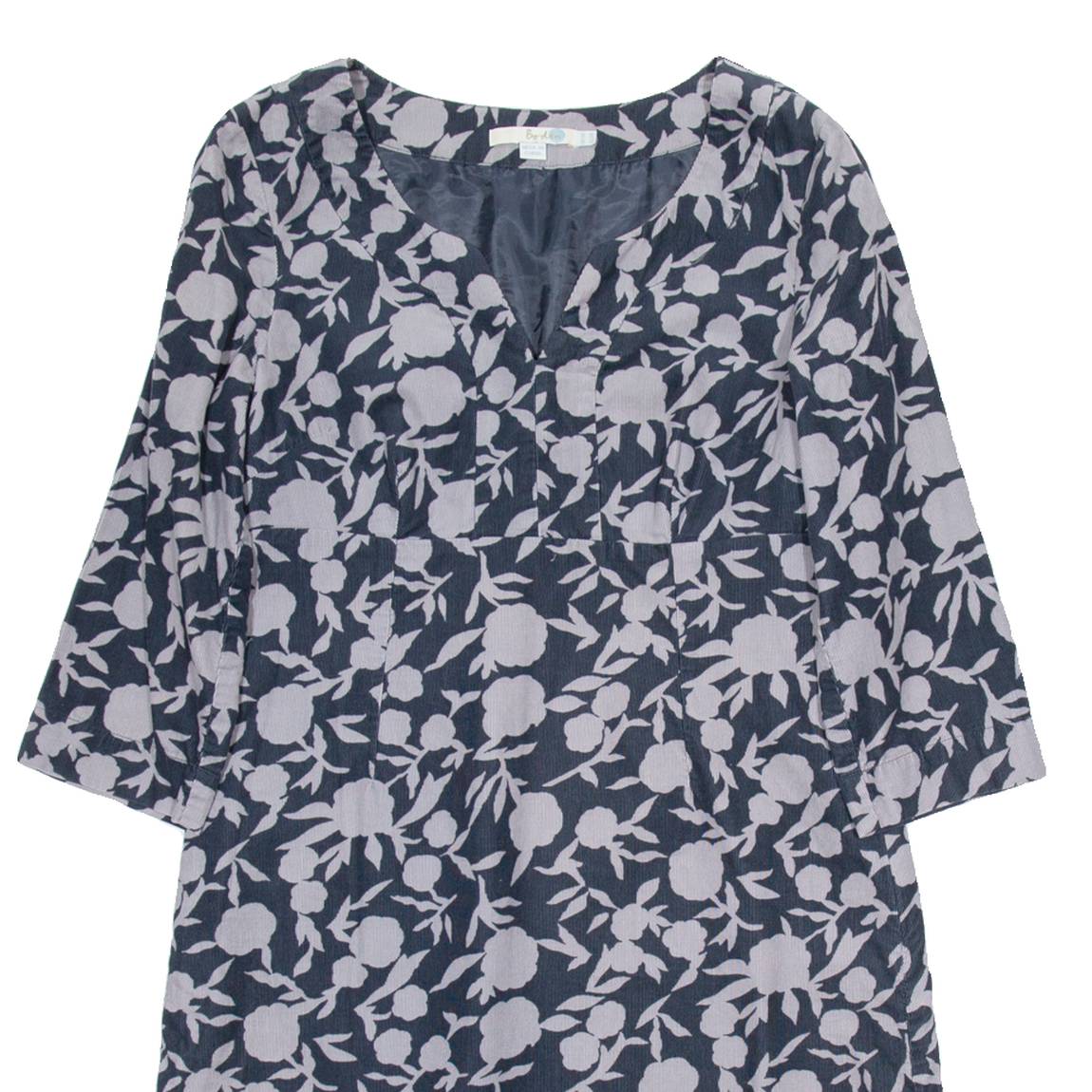BODEN Womens A-Line Dress Blue Floral Long Sleeve Knee Length UK 10