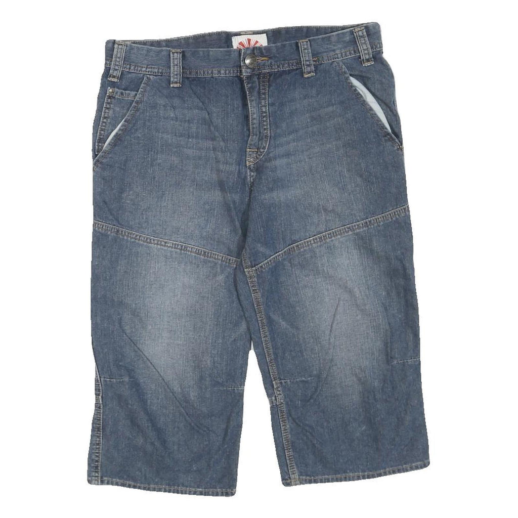 Mens Blue Denim Casual Shorts M W34 Cotton Blend Comfortable Relaxed Fit