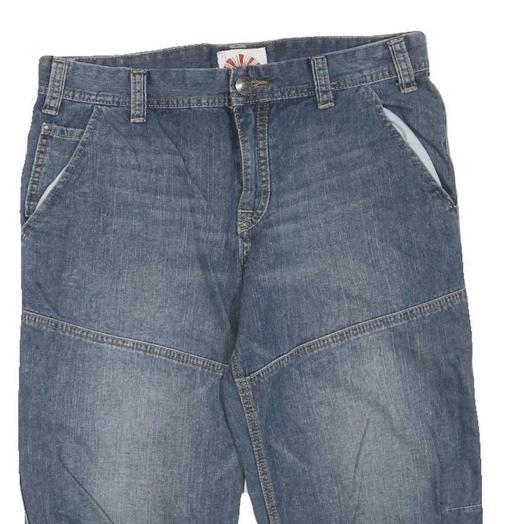 Mens Blue Denim Casual Shorts M W34 Cotton Blend Comfortable Relaxed Fit