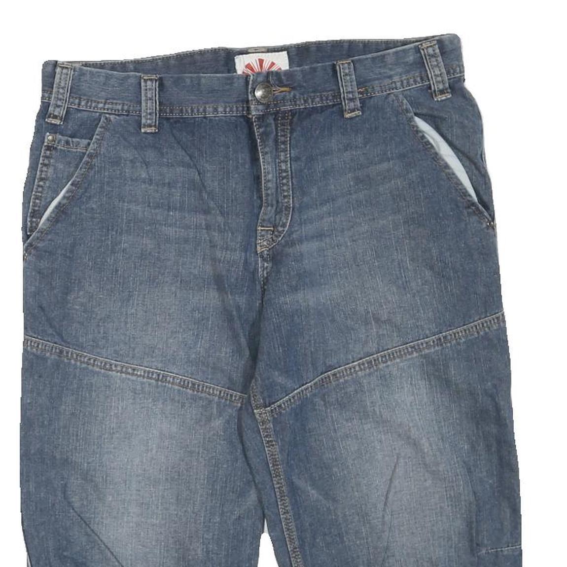 Mens Blue Denim Casual Shorts M W34 Cotton Blend Comfortable Relaxed Fit