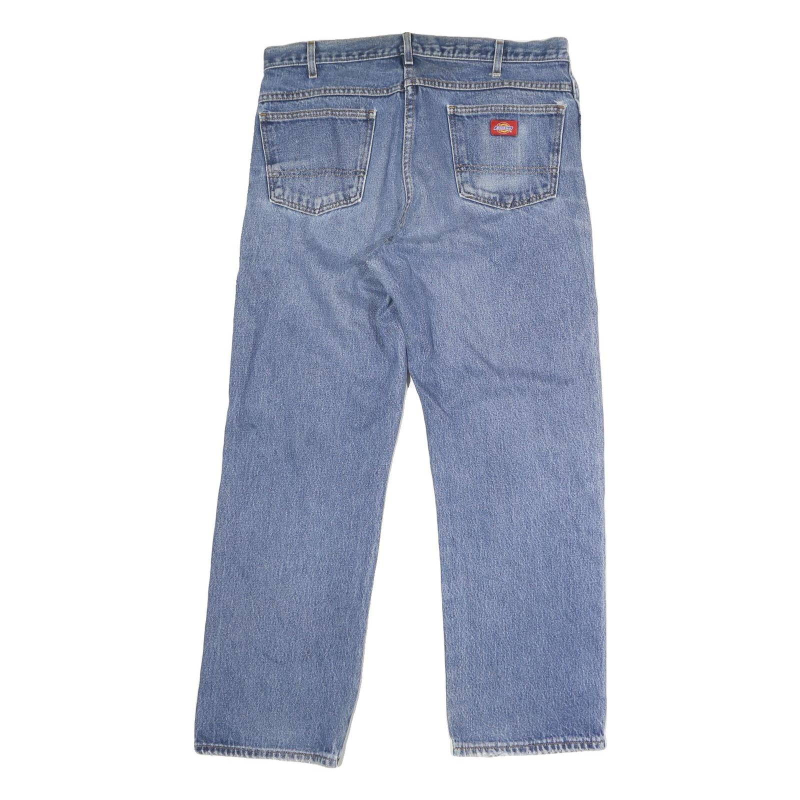 DICKIES Mens Regular Fit Blue Denim Jeans Button W36 L29 Classic Workwear