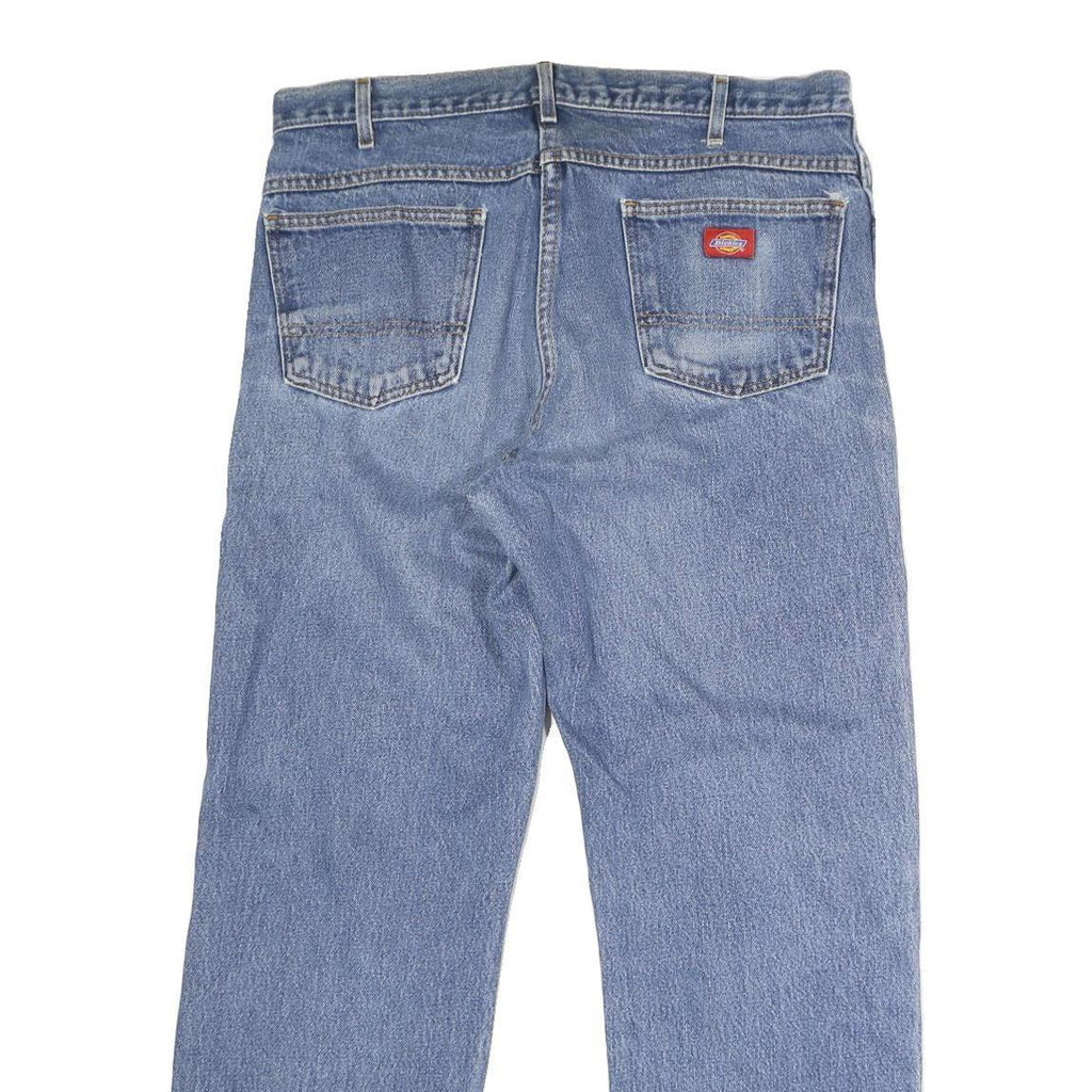 DICKIES Mens Regular Fit Blue Denim Jeans Button W36 L29 Classic Workwear