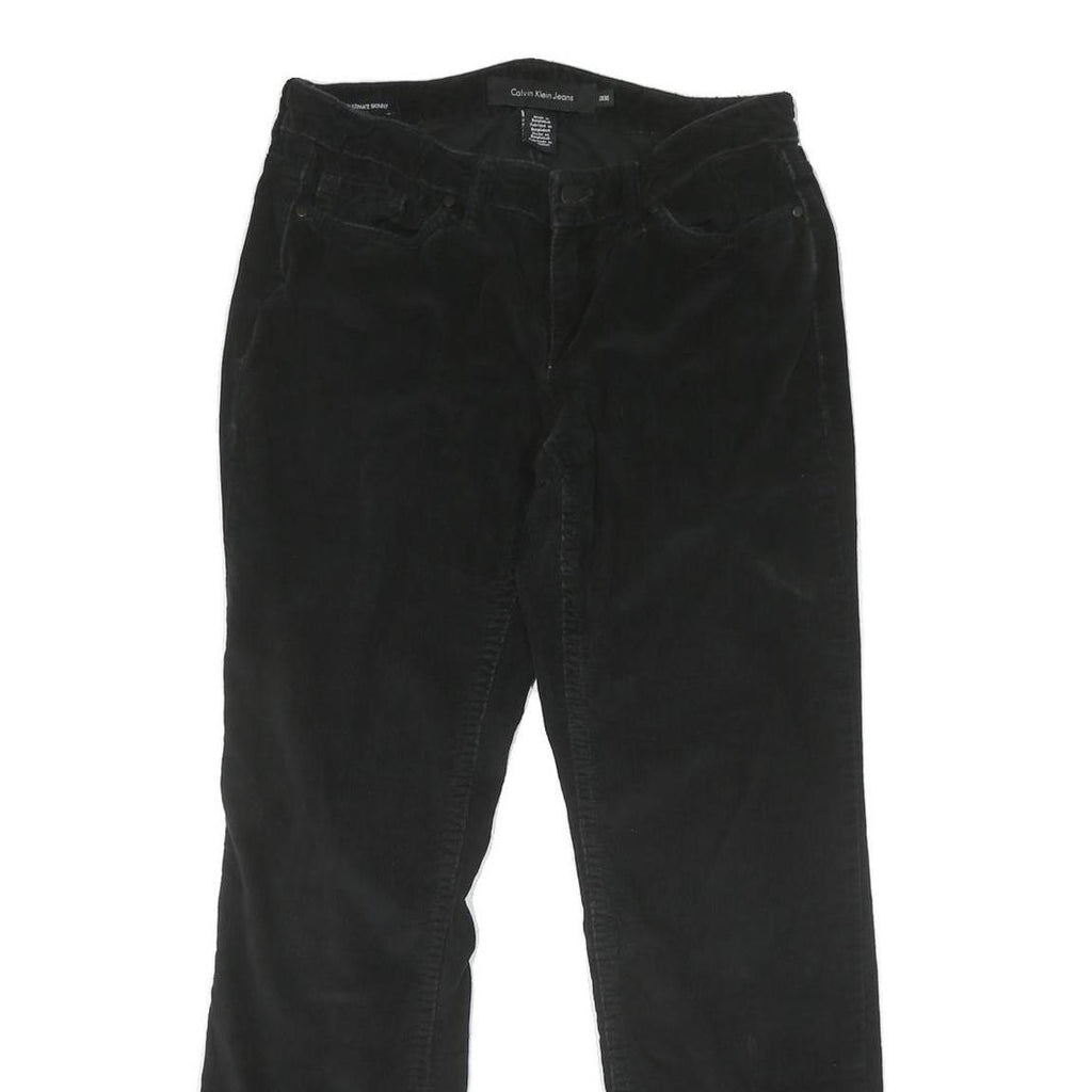 CALVIN KLEIN JEANS Womens Cotton Blend Black Regular Straight Trousers W30 L30