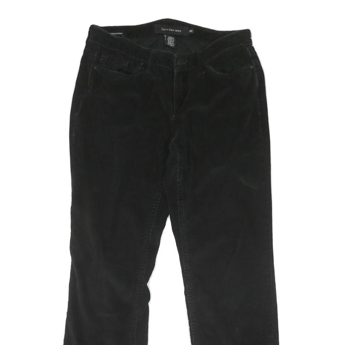 CALVIN KLEIN JEANS Womens Cotton Blend Black Regular Straight Trousers W30 L30