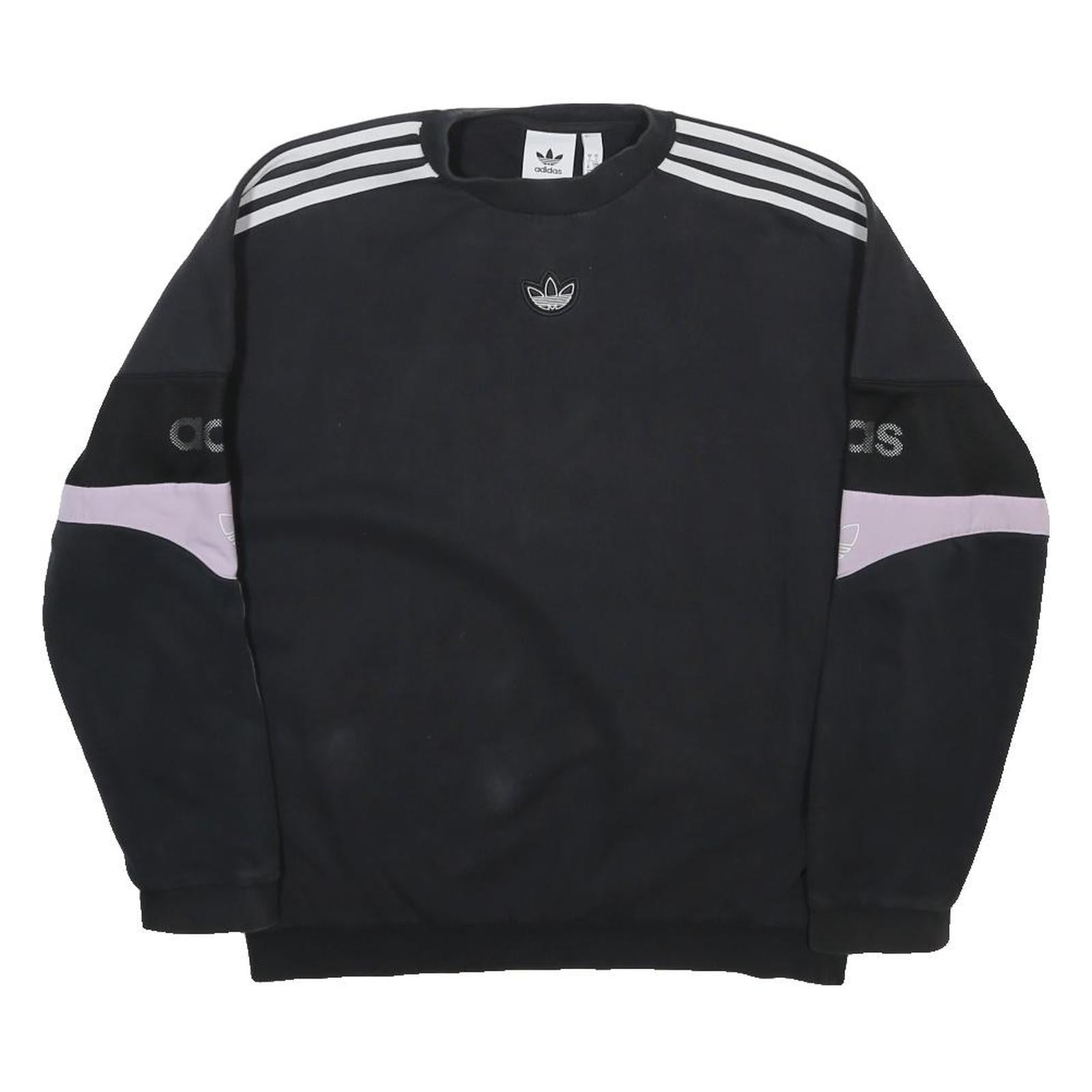 ADIDAS Womens Black & Lilac Crew Neck S Sweatshirt Sporty Logo Stripe
