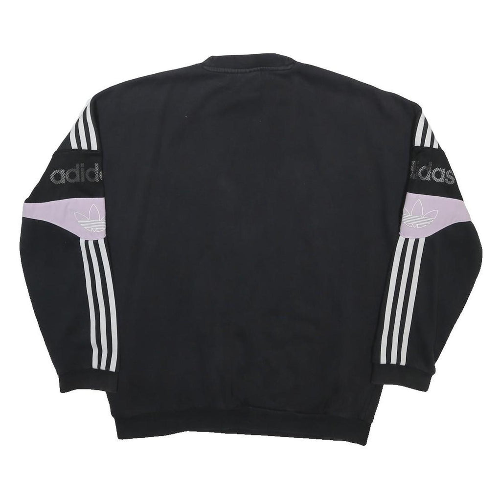 ADIDAS Womens Black & Lilac Crew Neck S Sweatshirt Sporty Logo Stripe