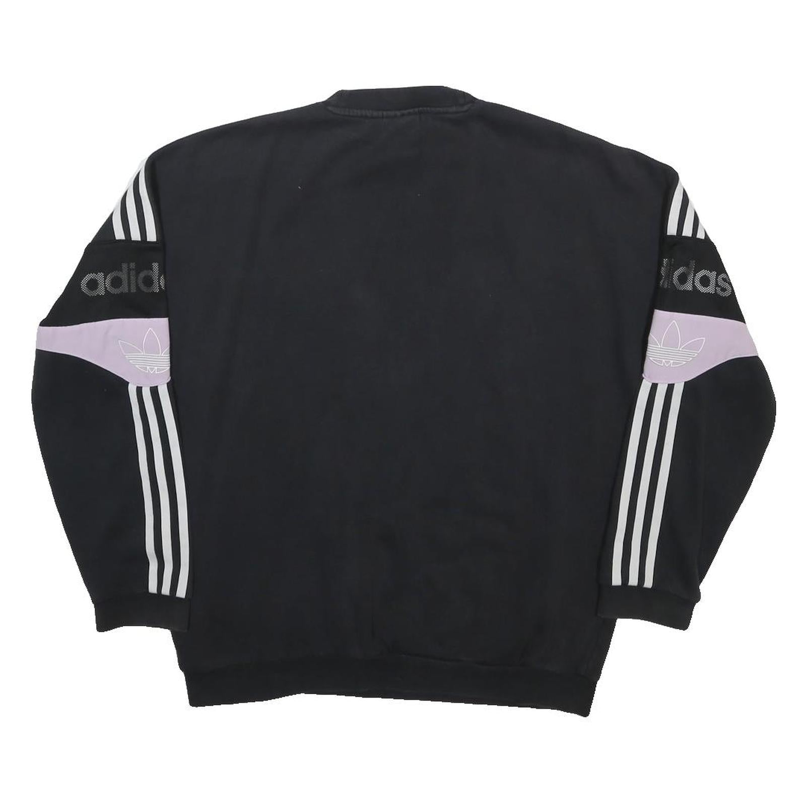 ADIDAS Womens Black & Lilac Crew Neck S Sweatshirt Sporty Logo Stripe