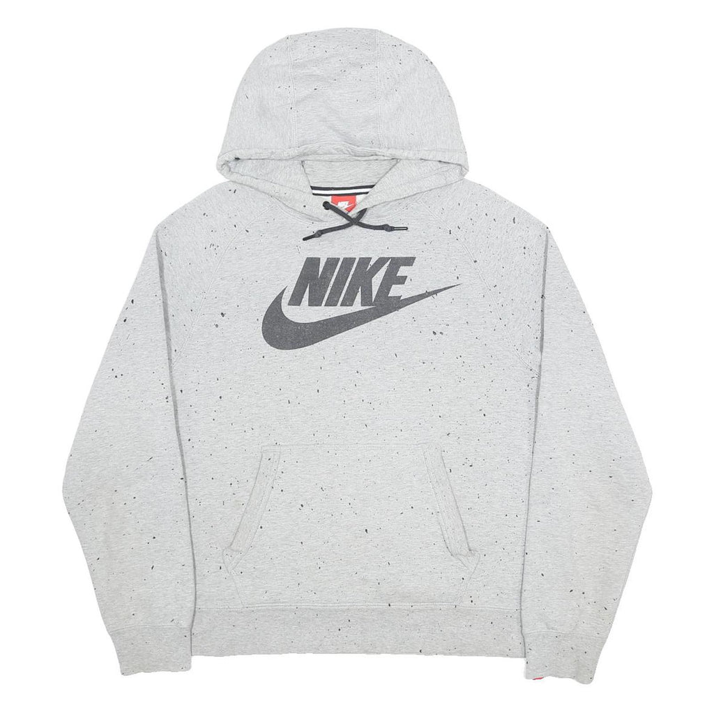 NIKE Womens Grey Speckled Pullover Hoodie L Cotton Blend Casual Sweatshirt