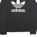 ADIDAS Womens Black Cotton Crew Neck Sweatshirt UK 12 Classic Logo Pullover
