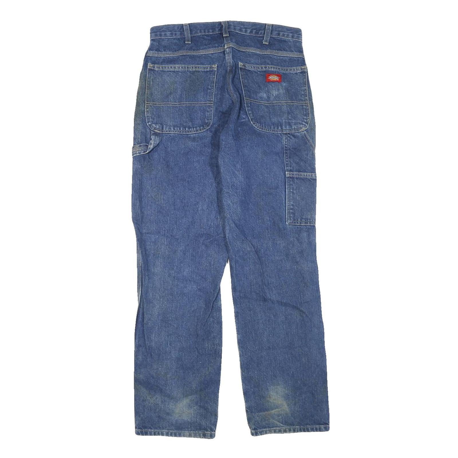 DICKIES Mens Regular Fit Blue Denim Jeans W32 L30 Workwear Zip Closure