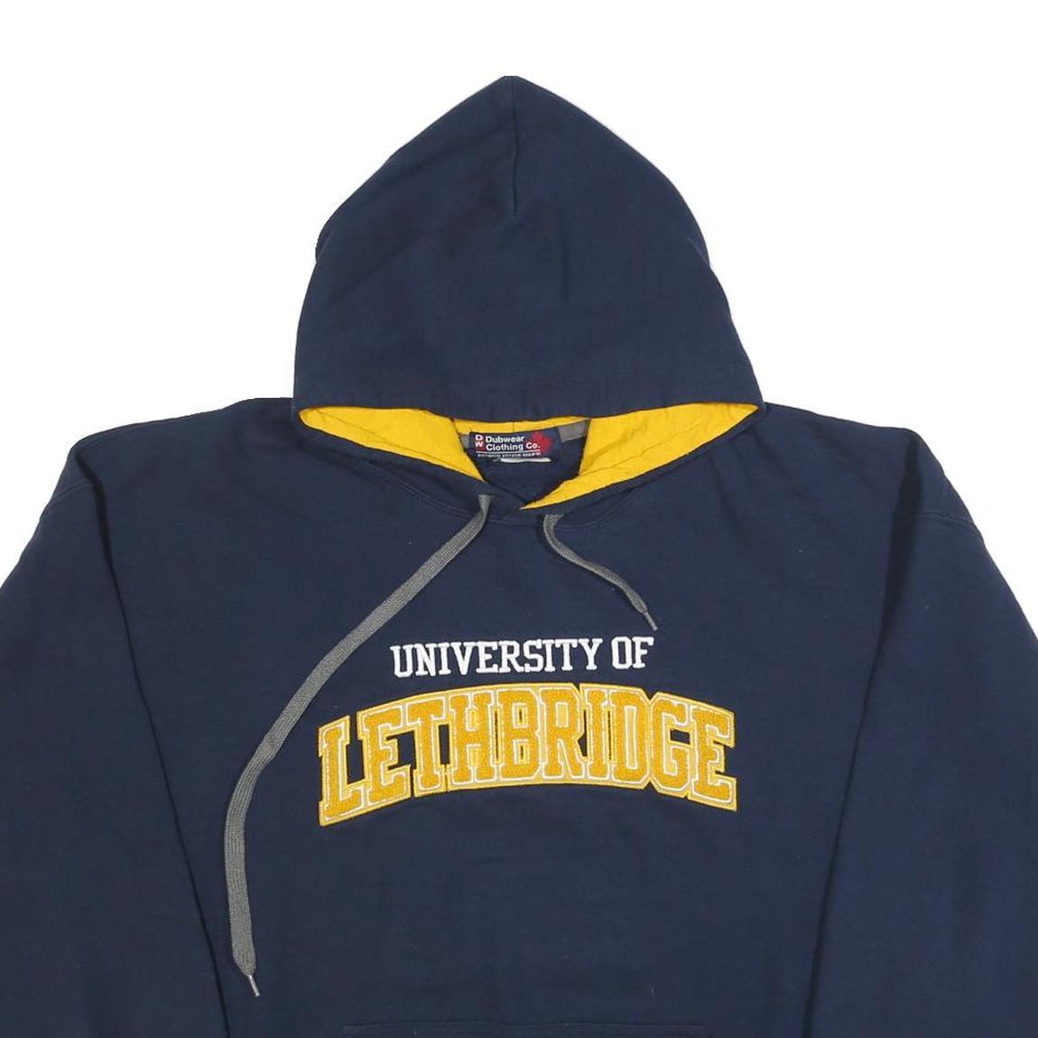DUBWEAR CLOTHING Mens Navy Blue University Of Lethbridge Hoodie XL Cotton Blend