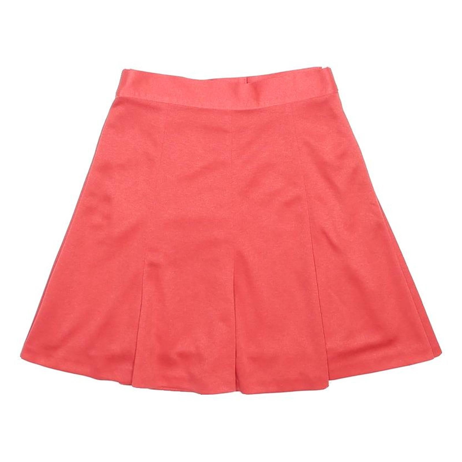 KENDZIA Womens Coral Pink Flare Knee Length Polyester Blend Skirt UK 14 Tailored