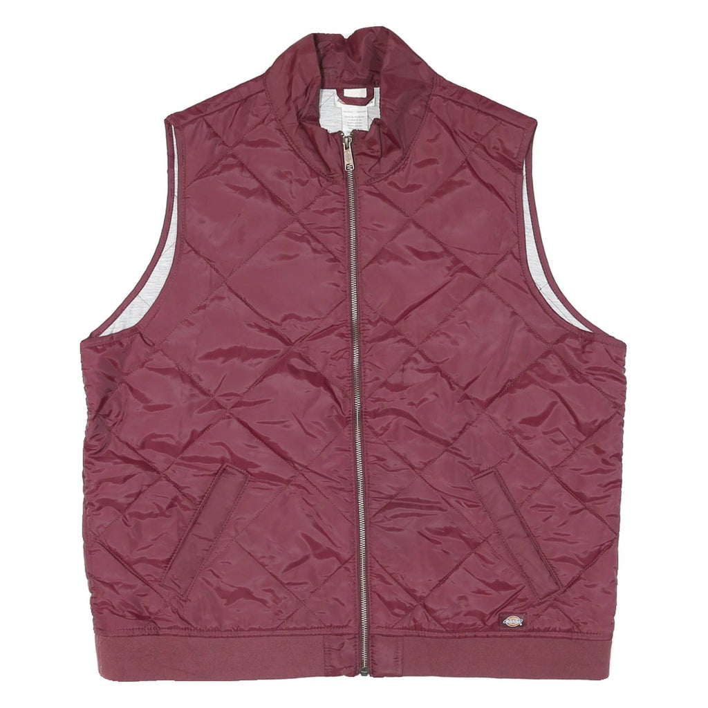 DICKIES Womens Maroon Quilted Jacket XL Polyester Blend Zip Pockets Casual