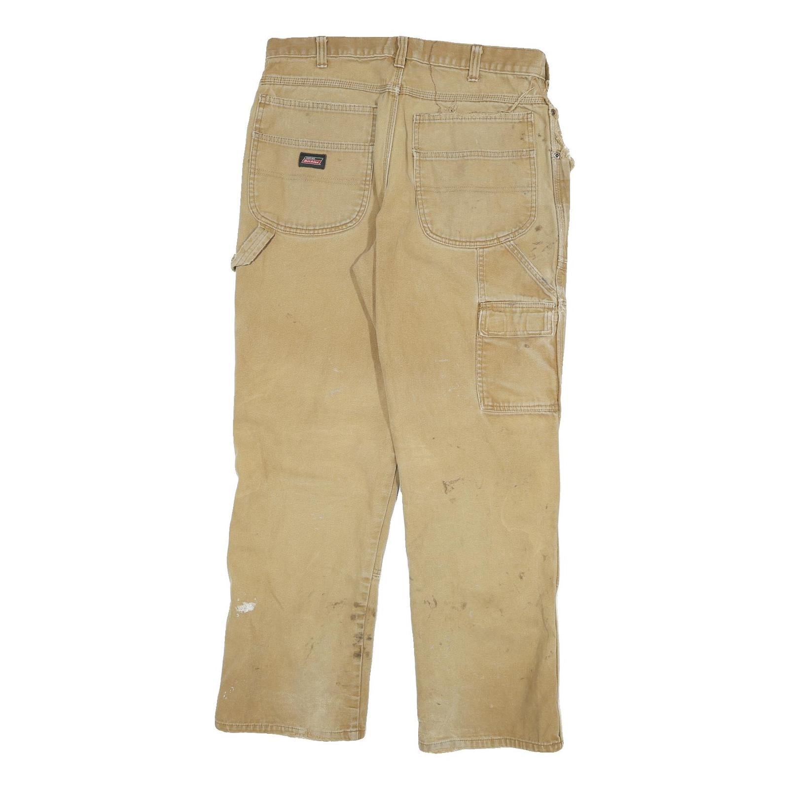 DICKIES Mens Jeans Beige Regular Straight Denim W32 L29 Workwear Utility