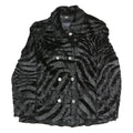 BARONIA Womens Black Polyester Blend Button Jacket M Textured Faux Fur