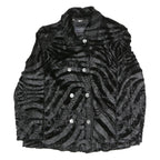 BARONIA Womens Black Polyester Blend Button Jacket M Textured Faux Fur