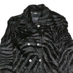 BARONIA Womens Black Polyester Blend Button Jacket M Textured Faux Fur