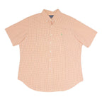 RALPH LAUREN Mens Orange & White Check Shirt XL Cotton Blend Button Down Short