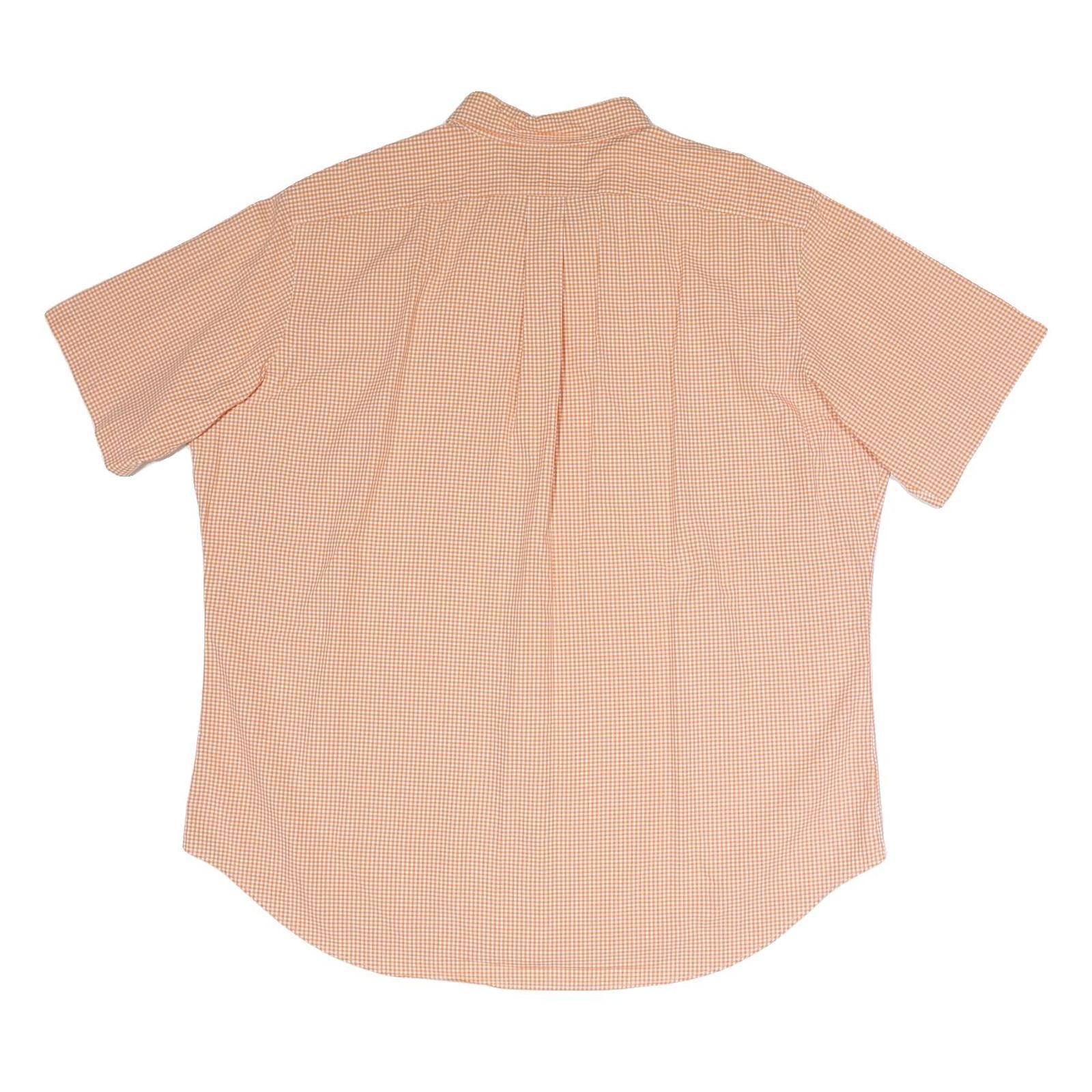 RALPH LAUREN Mens Orange & White Check Shirt XL Cotton Blend Button Down Short
