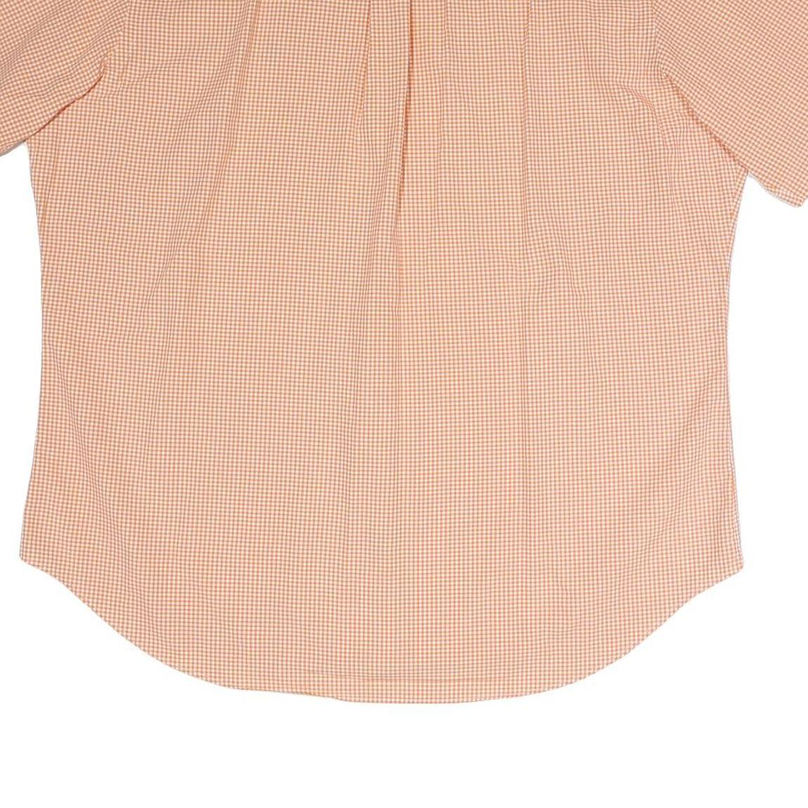 RALPH LAUREN Mens Orange & White Check Shirt XL Cotton Blend Button Down Short