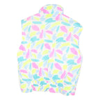 Womens White Pastel Colourblock Casual Jacket L Polyester Blend Button Plain