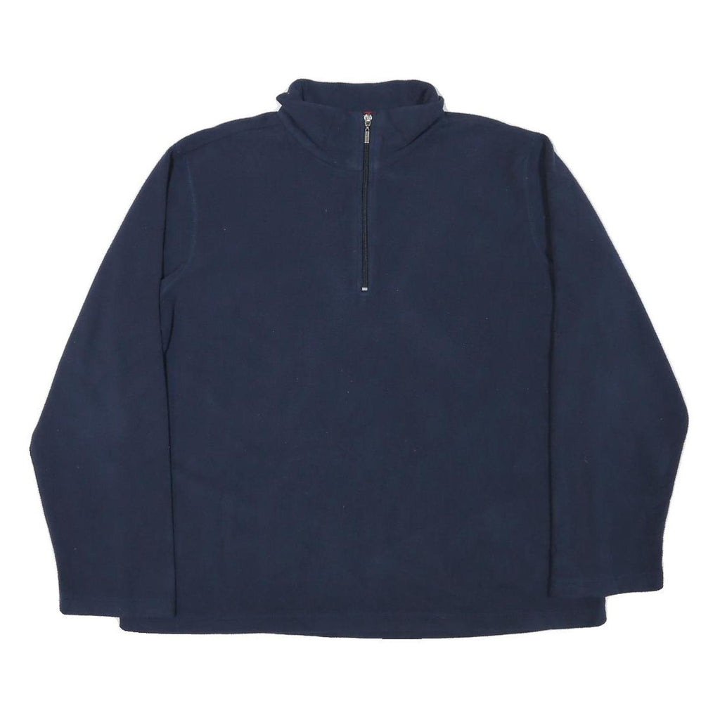 TOMMY HILFIGER Mens Navy Plain Pullover Jumper Quarter Zip XL Polyester Blend