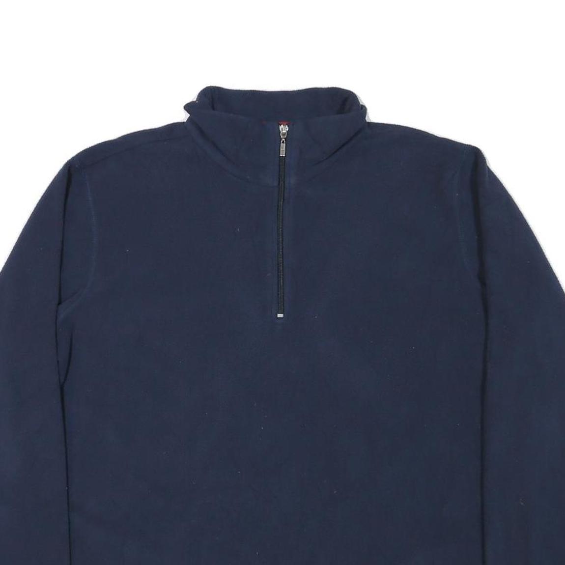 TOMMY HILFIGER Mens Navy Plain Pullover Jumper Quarter Zip XL Polyester Blend