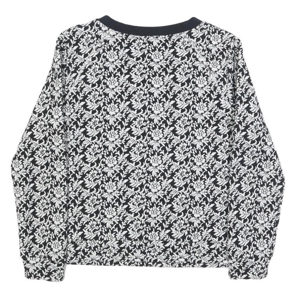 TED BAKER Womens Black & White Floral Print Crew Neck M Cotton Blend Sweatshirt