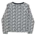 TED BAKER Womens Black & White Floral Print Crew Neck M Cotton Blend Sweatshirt